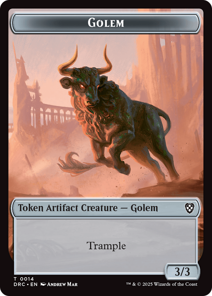 Golem (0014) // Thopter (0010) Double-Sided Token [Aetherdrift Commander Tokens] | Gate City Games LLC