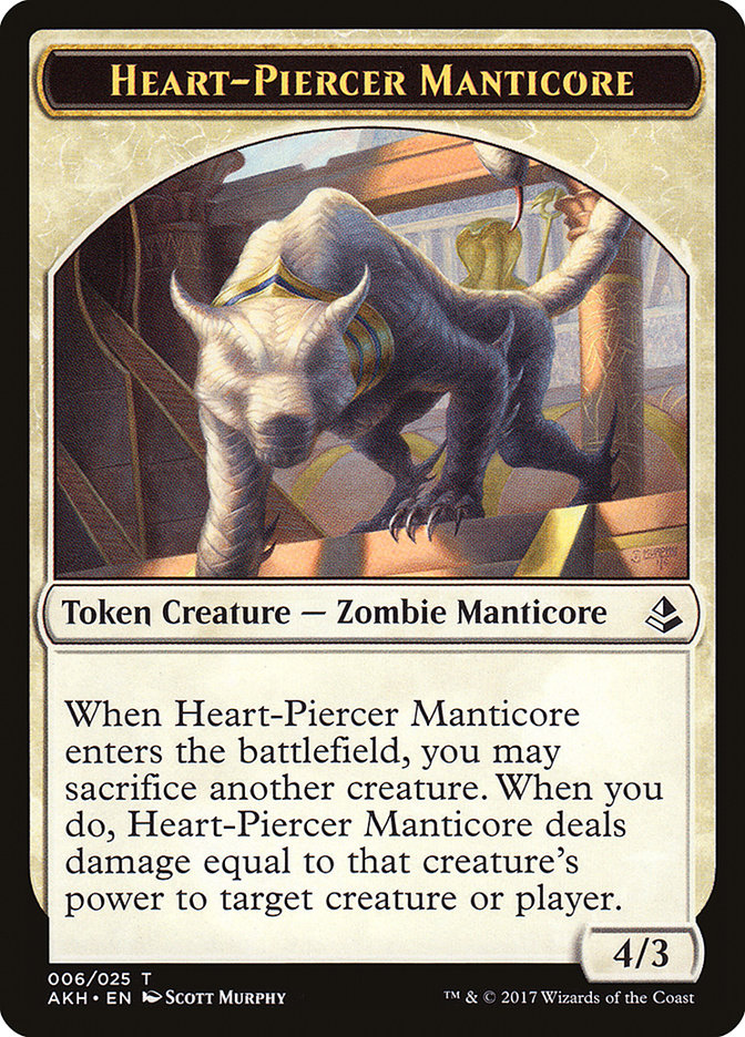 Heart-Piercer Manticore // Warrior Double-Sided Token [Amonkhet Tokens] | Gate City Games LLC