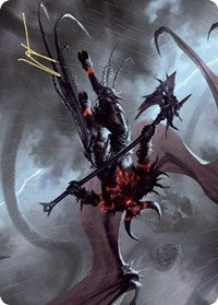 Burning-Rune Demon Art Card (Gold-Stamped Signature) [Kaldheim Art Series] | Gate City Games LLC