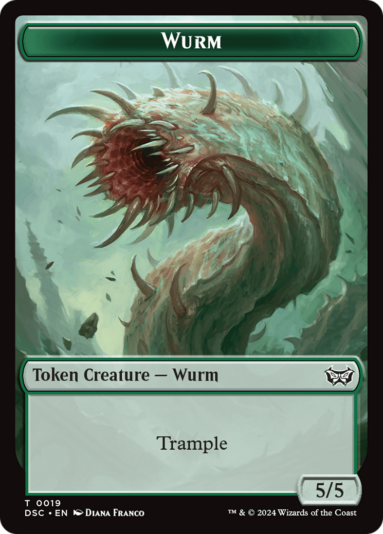 Wurm (0019) // Manifest Double-Sided Token [Duskmourn: House of Horror Commander Tokens] | Gate City Games LLC