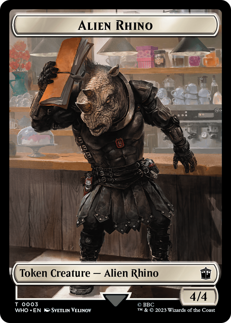 Alien Rhino // Alien Salamander Double-Sided Token (Surge Foil) [Doctor Who Tokens] | Gate City Games LLC