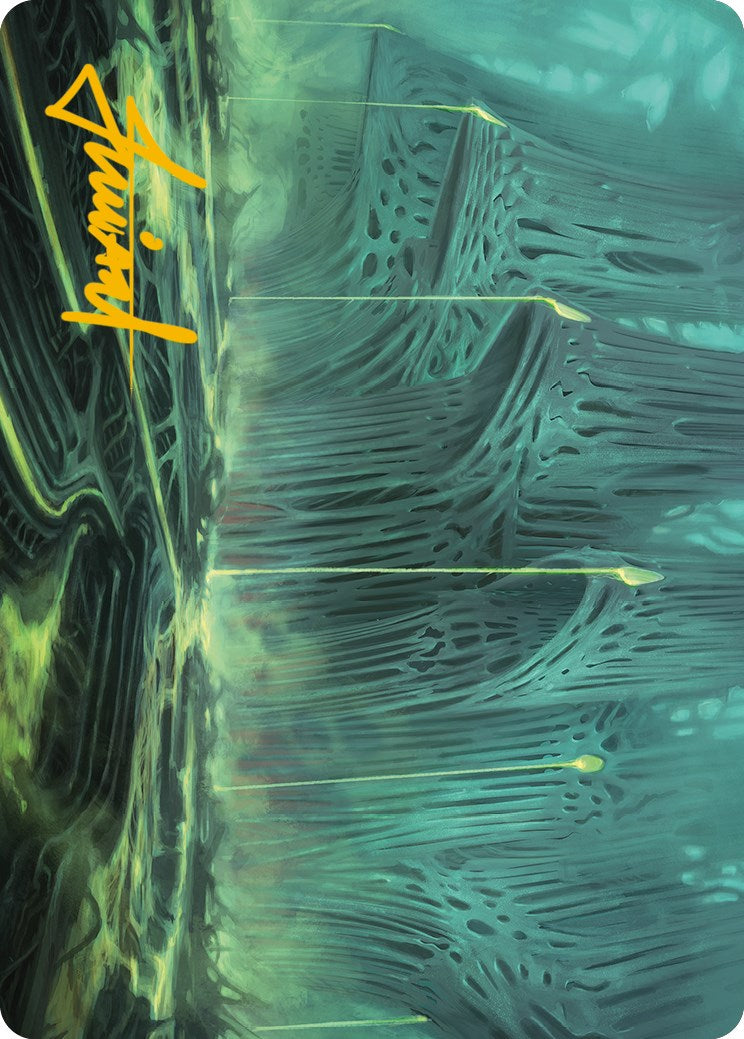 Swamp Art Card (Gold-Stamped Signature) [Phyrexia: All Will Be One Art Series] | Gate City Games LLC