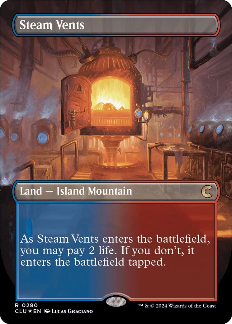 Steam Vents (Borderless) [Ravnica: Clue Edition] | Gate City Games LLC
