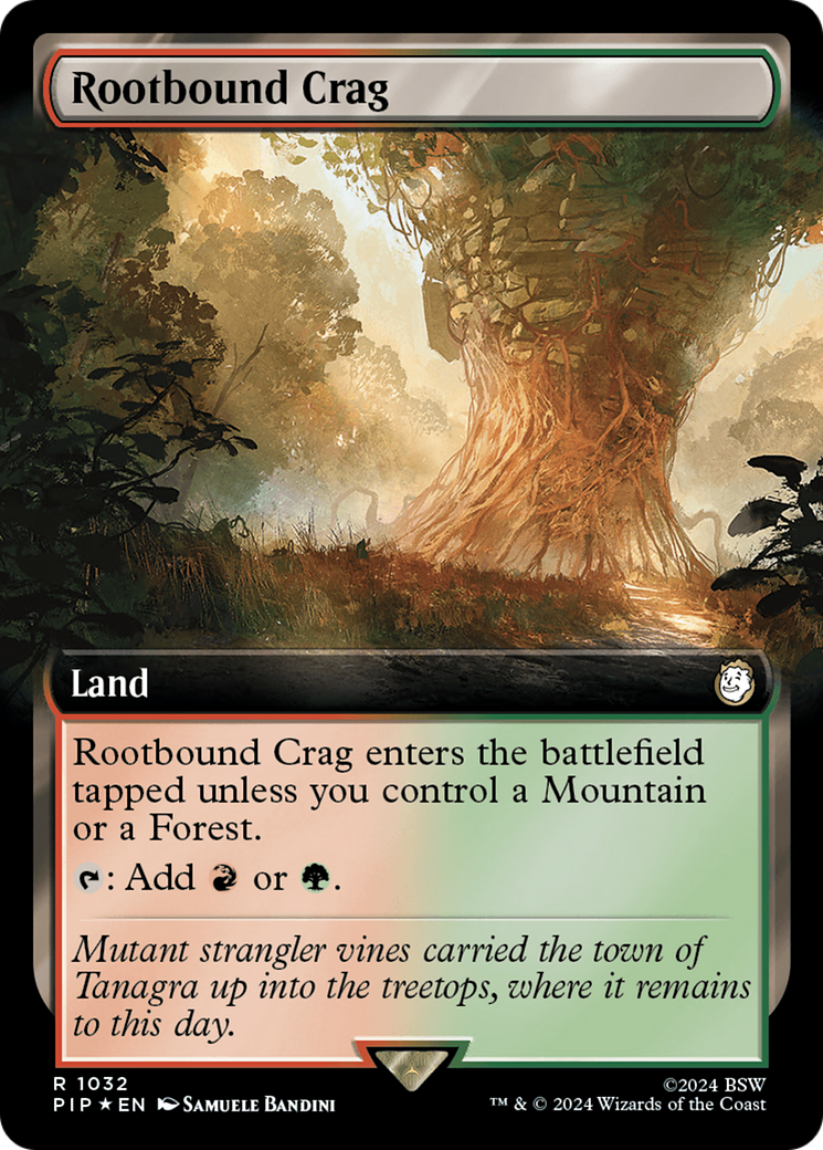 Rootbound Crag (Extended Art) (Surge Foil) [Fallout] | Gate City Games LLC