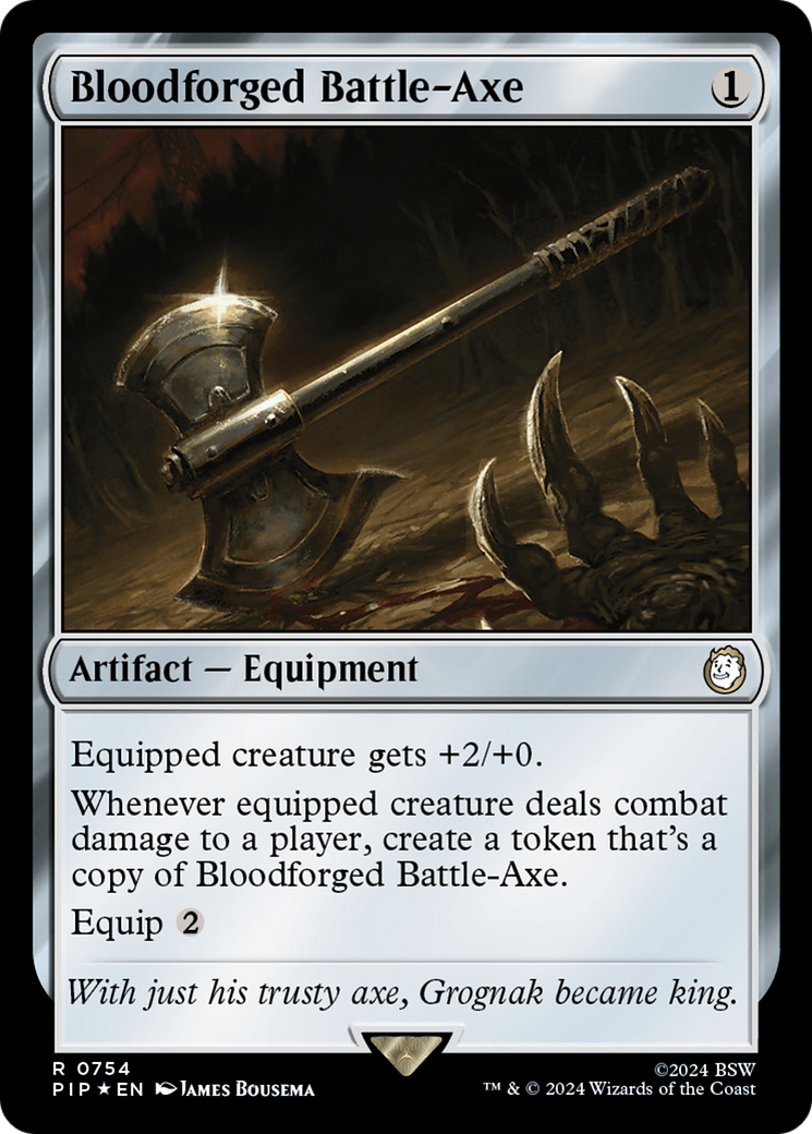 Bloodforged Battle-Axe (Surge Foil) [Fallout] | Gate City Games LLC