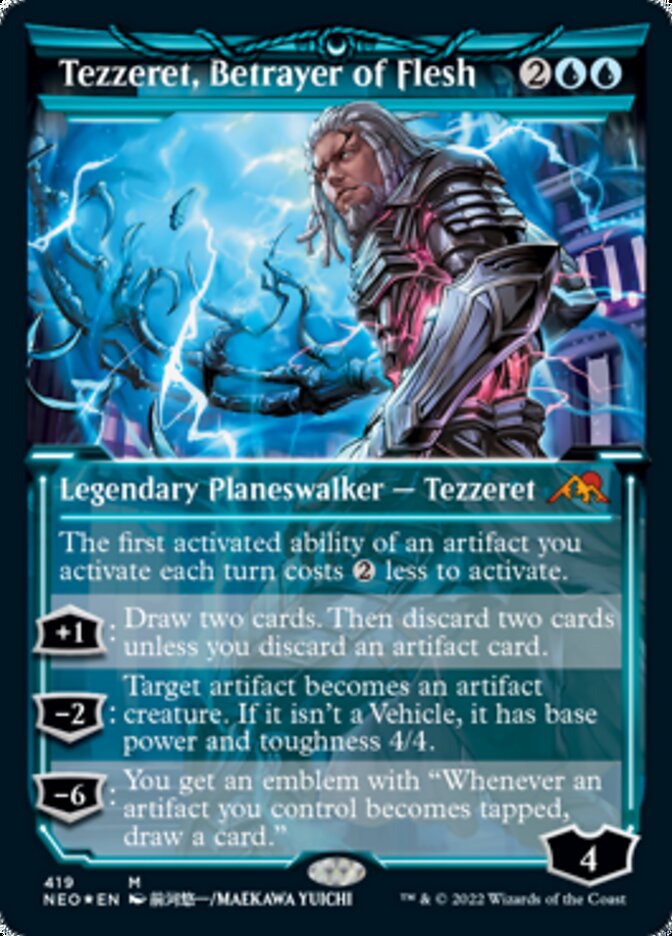 Tezzeret, Betrayer of Flesh (Showcase) (Foil Etched) [Kamigawa: Neon Dynasty] | Gate City Games LLC