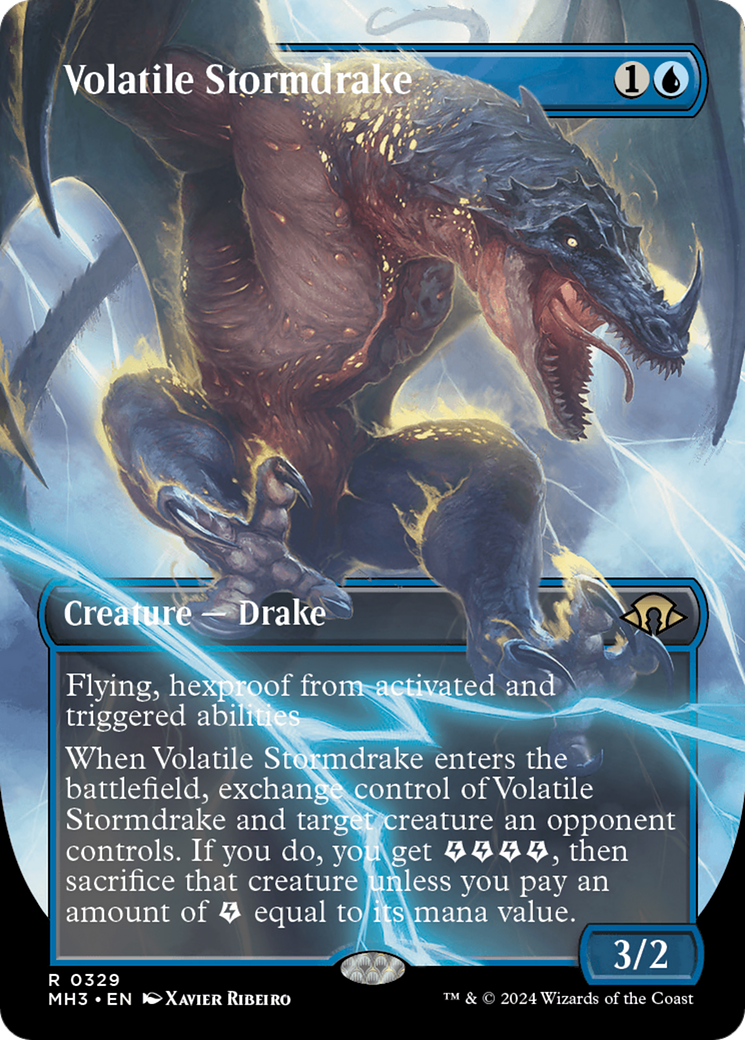 Volatile Stormdrake (Borderless) [Modern Horizons 3] | Gate City Games LLC