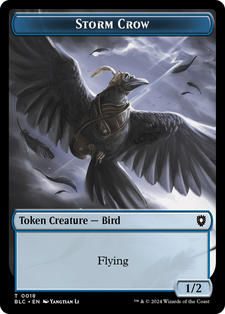 Storm Crow // Bird (003) Double-Sided Token [Bloomburrow Commander Tokens] | Gate City Games LLC