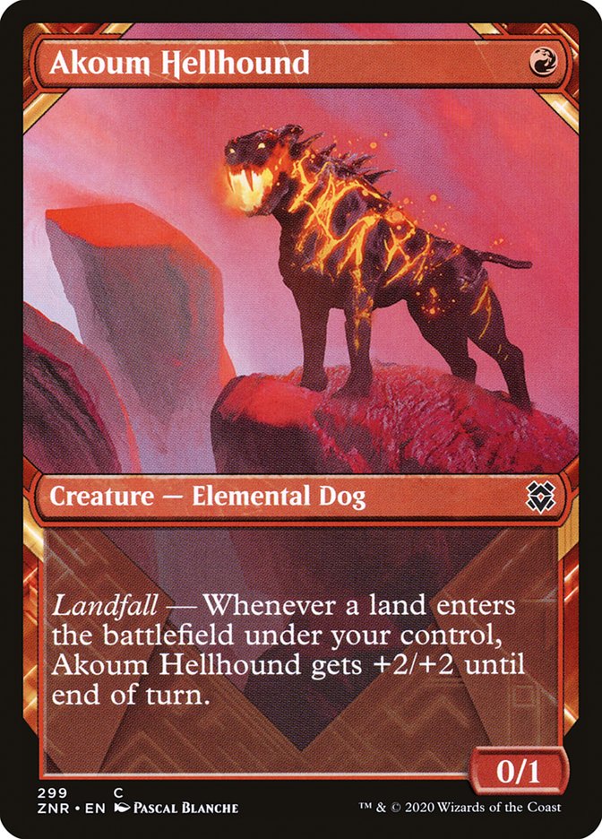 Akoum Hellhound (Showcase) [Zendikar Rising] | Gate City Games LLC