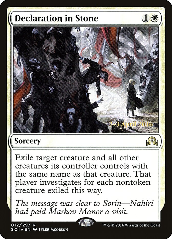 Declaration in Stone [Shadows over Innistrad Prerelease Promos] | Gate City Games LLC