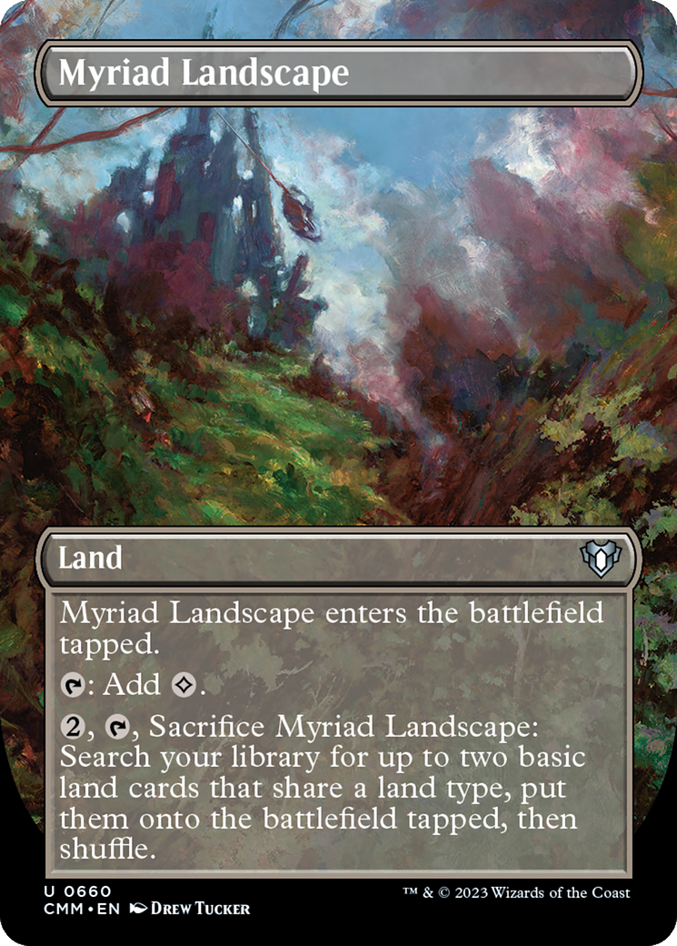 Myriad Landscape (Borderless Alternate Art) [Commander Masters] | Gate City Games LLC