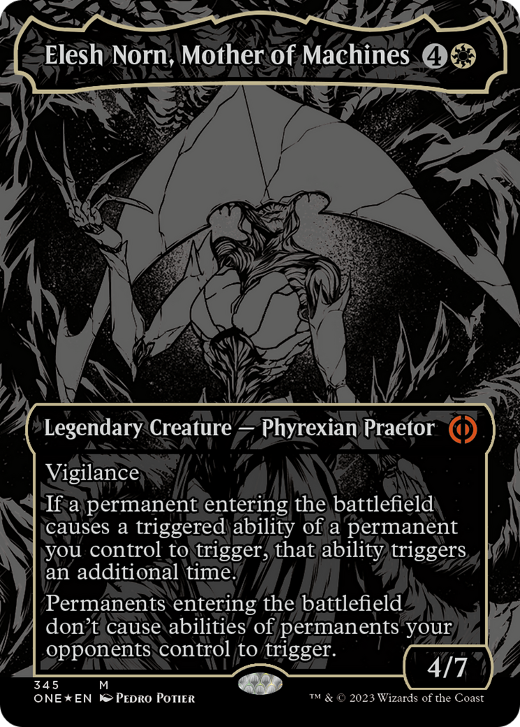 Elesh Norn, Mother of Machines (Oil Slick Raised Foil) [Phyrexia: All Will Be One] | Gate City Games LLC