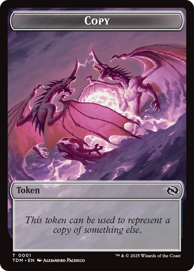 Copy // Dragon (0014) Double-Sided Token [Tarkir: Dragonstorm Commander Tokens] | Gate City Games LLC