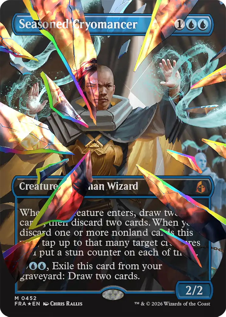 Seasoned Cryomancer (Borderless) (Facet Foil) (0452) [Reality Fracture] | Gate City Games LLC