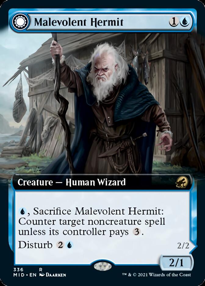 Malevolent Hermit // Benevolent Geist (Extended Art) [Innistrad: Midnight Hunt] | Gate City Games LLC