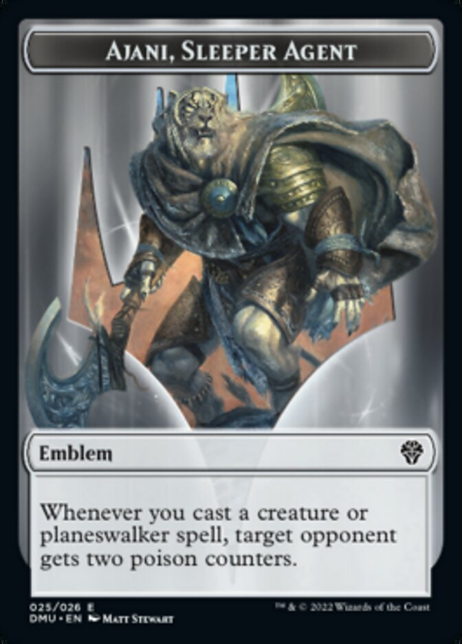 Soldier // Ajani, Sleeper Agent Emblem Double-Sided Token [Dominaria United Tokens] | Gate City Games LLC