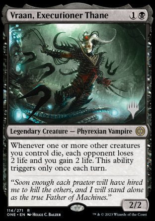 Vraan, Executioner Thane (Promo Pack) [Phyrexia: All Will Be One Promos] | Gate City Games LLC