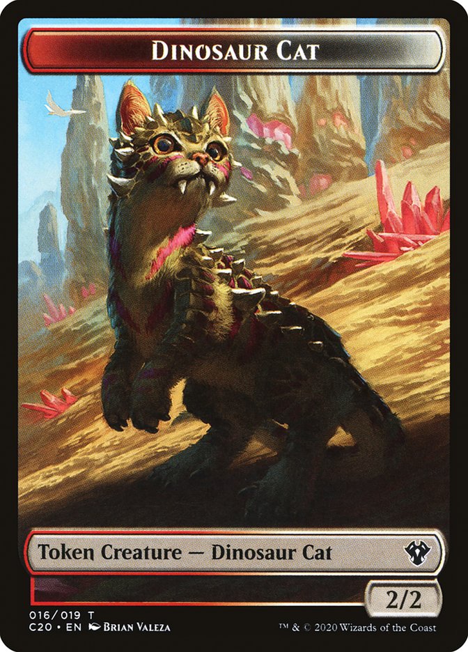 Bird // Dinosaur Cat Double-Sided Token [Commander 2020 Tokens] | Gate City Games LLC