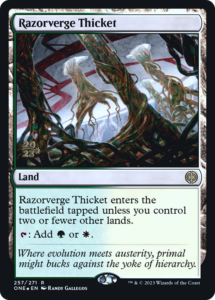 Razorverge Thicket [Phyrexia: All Will Be One Prerelease Promos] | Gate City Games LLC