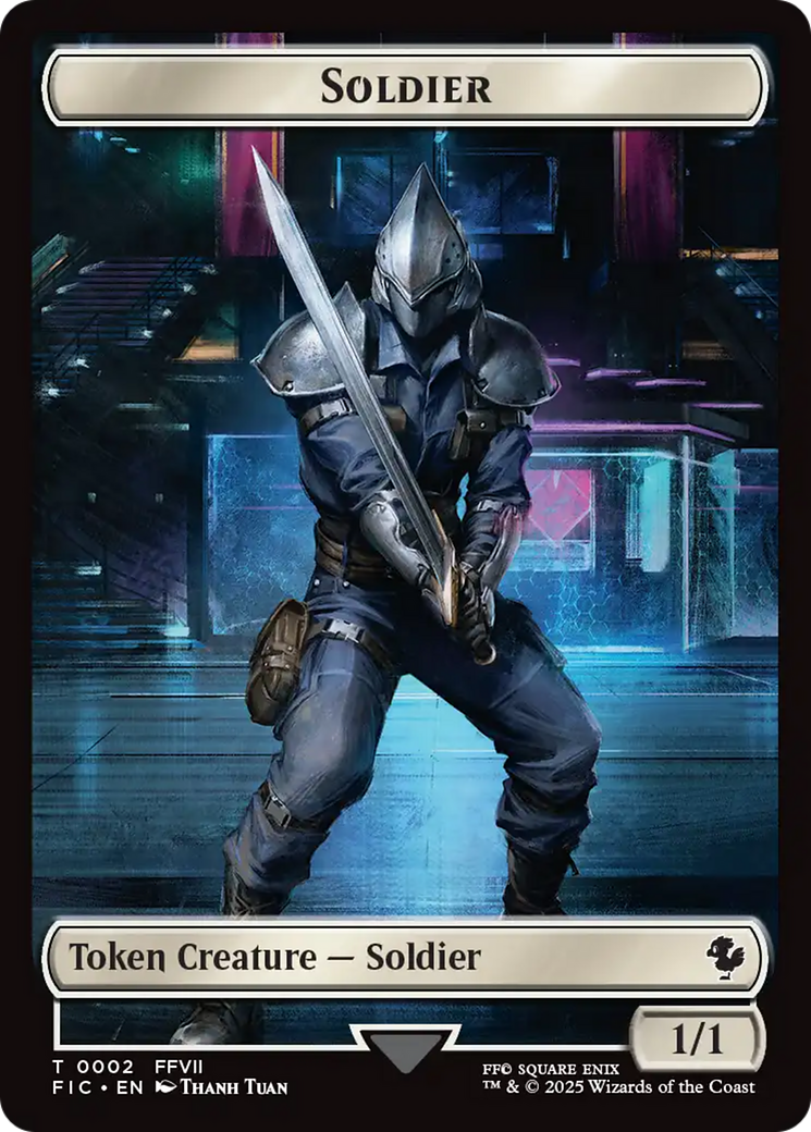 Soldier // Rebel Double-Sided Token (Surge Foil) [FINAL FANTASY Commander Tokens] | Gate City Games LLC
