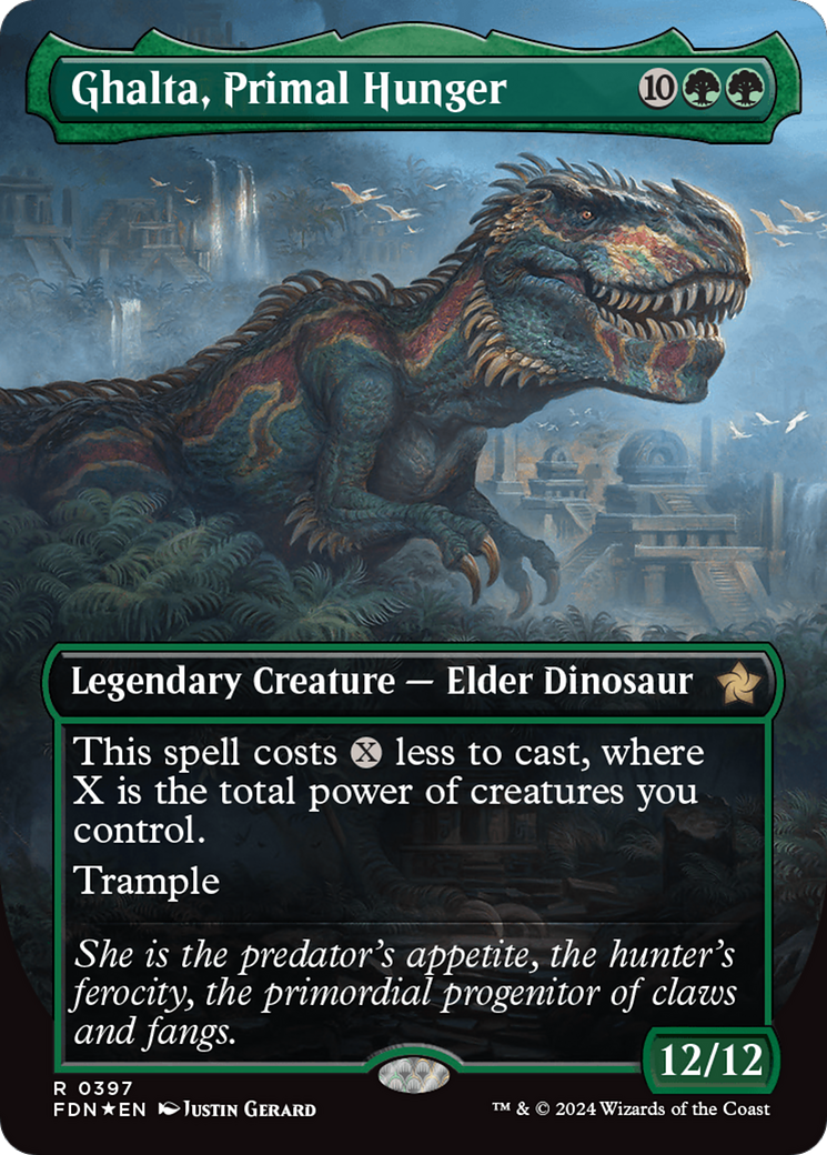 Ghalta, Primal Hunger (Borderless) (Mana Foil) [Foundations] | Gate City Games LLC
