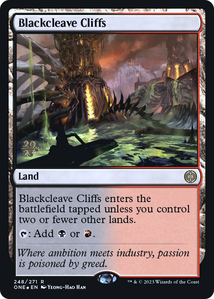 Blackcleave Cliffs [Phyrexia: All Will Be One Prerelease Promos] | Gate City Games LLC
