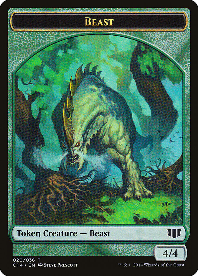 Elf Druid // Beast (020/036) Double-Sided Token [Commander 2014 Tokens] | Gate City Games LLC