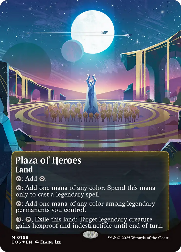 Plaza of Heroes (0168) (Borderless) (Galaxy Foil) [Edge of Eternities: Stellar Sights] | Gate City Games LLC