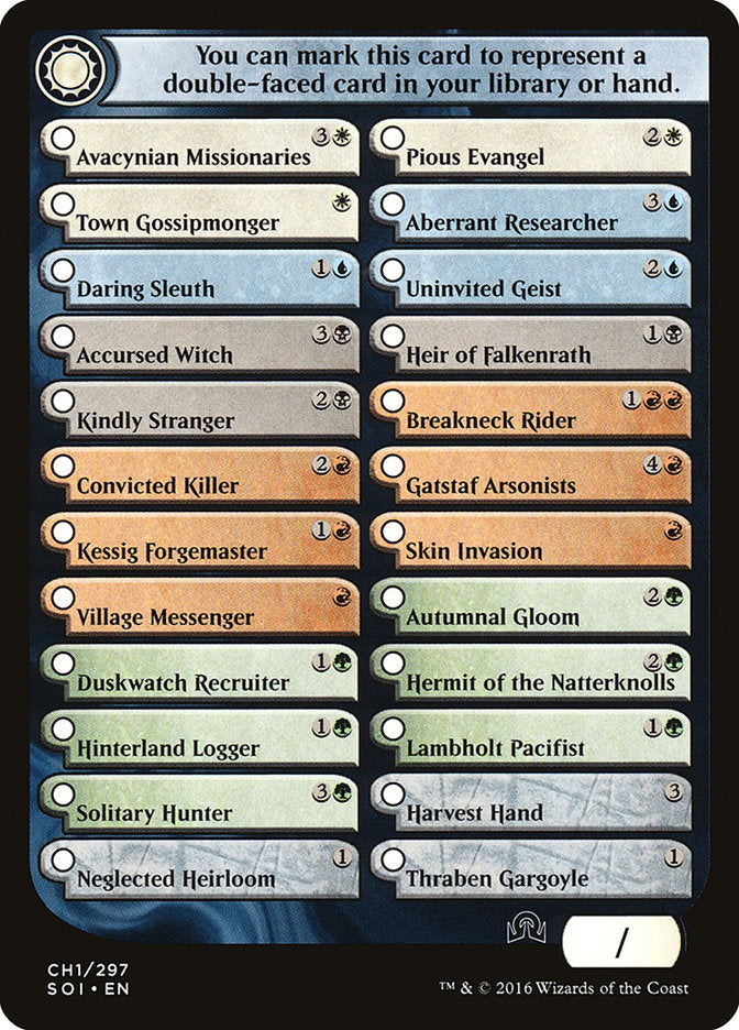 Shadows Over Innistrad Checklist 1 [Shadows over Innistrad Tokens] | Gate City Games LLC
