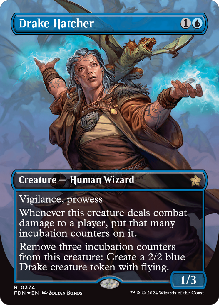 Drake Hatcher (Borderless) (Mana Foil) [Foundations] | Gate City Games LLC