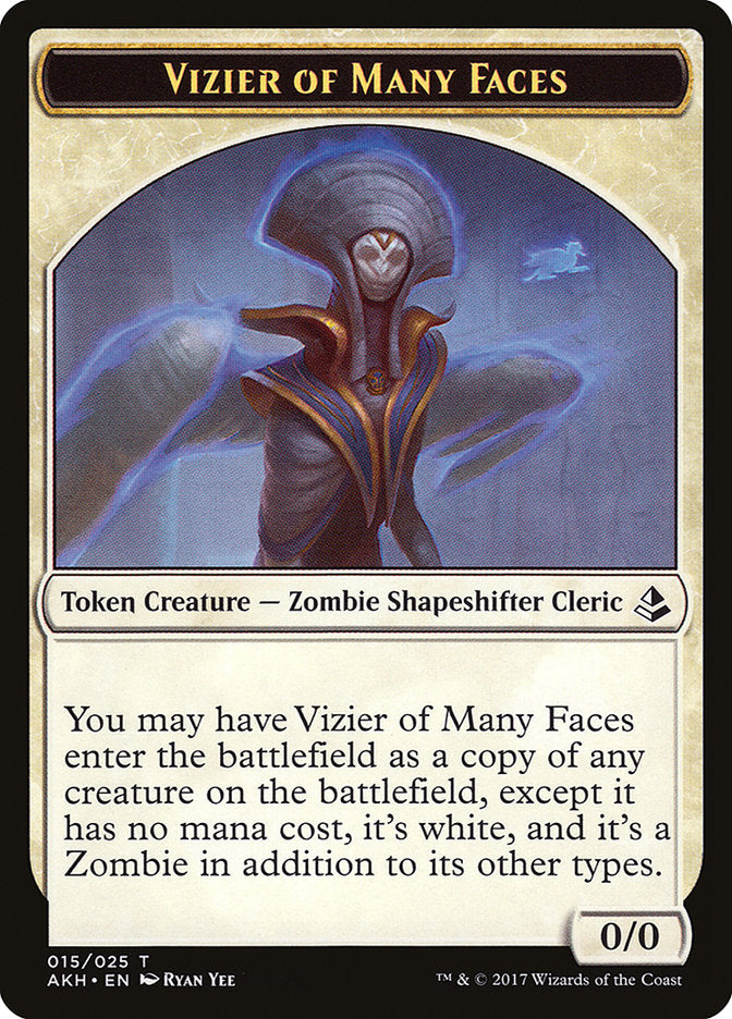 Vizier of Many Faces // Zombie Double-Sided Token [Amonkhet Tokens] | Gate City Games LLC