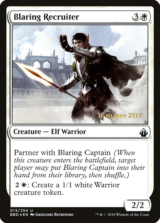Blaring Recruiter (Prerelease) [Battlebond Prerelease Promos] | Gate City Games LLC
