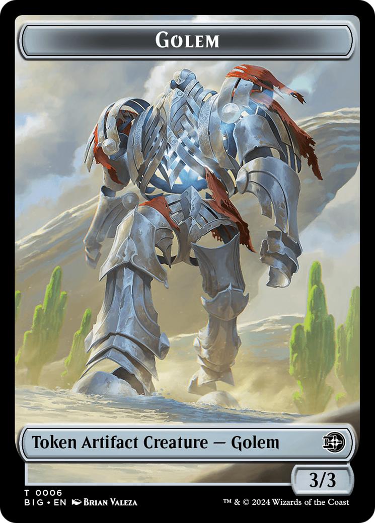 Treasure // Golem Double-Sided Token [Outlaws of Thunder Junction Tokens] | Gate City Games LLC