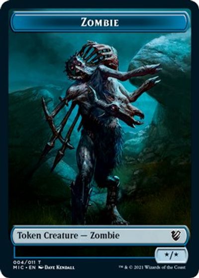 Zombie (005) // Zombie (004) Double-Sided Token [Innistrad: Midnight Hunt Commander Tokens] | Gate City Games LLC