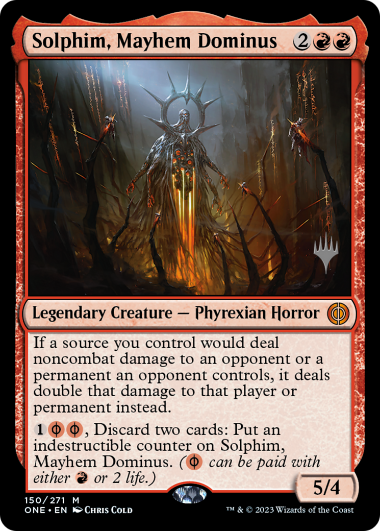Solphim, Mayhem Dominus (Promo Pack) [Phyrexia: All Will Be One Promos] | Gate City Games LLC