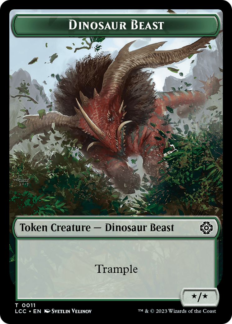 Dinosaur Beast // Dinosaur Double-Sided Token [The Lost Caverns of Ixalan Commander Tokens] | Gate City Games LLC