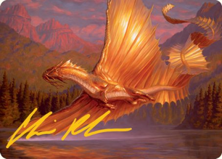 Adult Gold Dragon Art Card (Gold-Stamped Signature) [Dungeons & Dragons: Adventures in the Forgotten Realms Art Series] | Gate City Games LLC