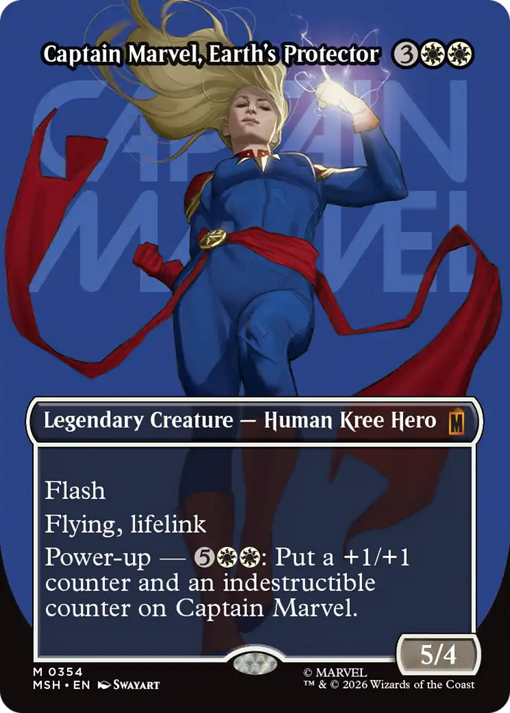 Captain Marvel, Earth's Protector (Borderless) (0354) [Marvel Super Heroes] | Gate City Games LLC