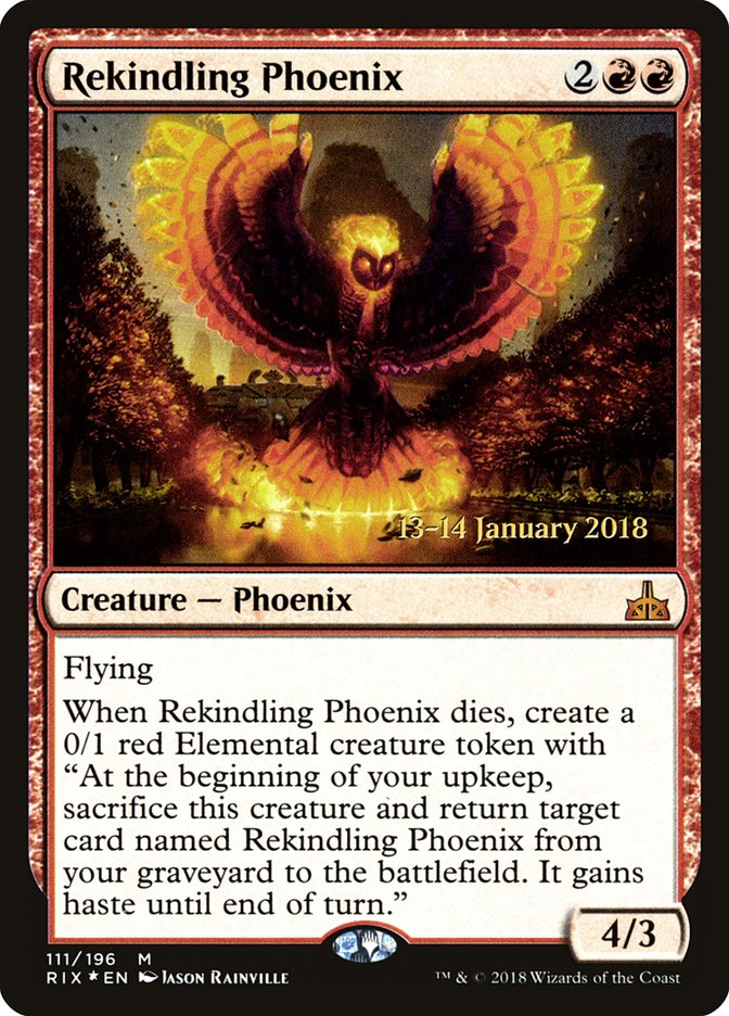 Rekindling Phoenix [Rivals of Ixalan Prerelease Promos] | Gate City Games LLC