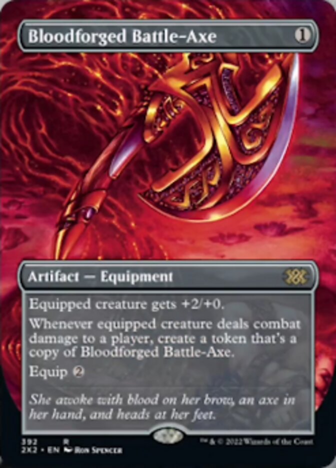 Bloodforged Battle-Axe (Borderless Alternate Art) [Double Masters 2022] | Gate City Games LLC