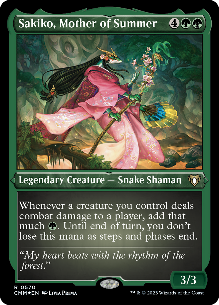 Sakiko, Mother of Summer (Foil Etched) [Commander Masters] | Gate City Games LLC