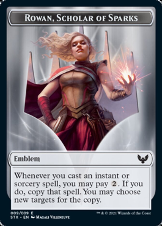Elemental // Rowan, Scholar of Sparks Emblem Double-Sided Token [Strixhaven: School of Mages Tokens] | Gate City Games LLC