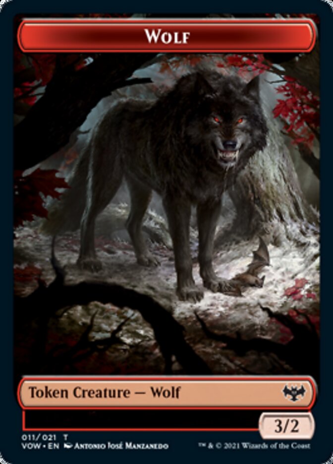 Wolf (011) // Treasure Double-Sided Token [Innistrad: Crimson Vow Tokens] | Gate City Games LLC