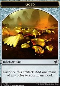Gold // Cat Dragon Double-Sided Token [Commander 2017 Tokens] | Gate City Games LLC