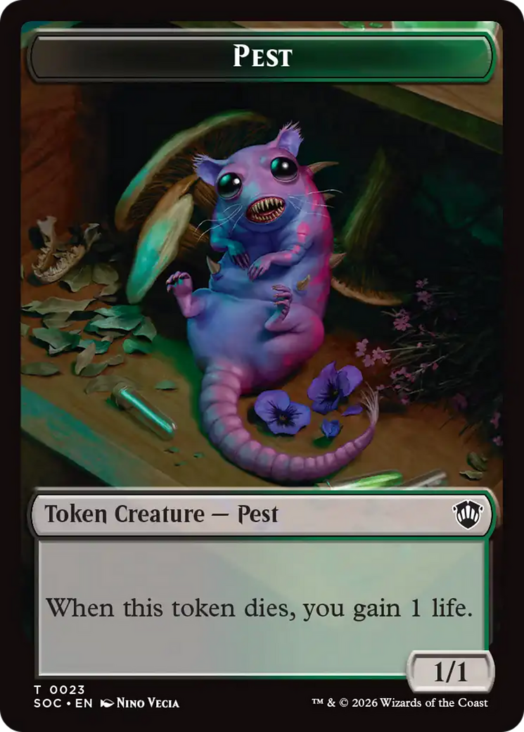 Saproling // Pest (0023) Double-Sided Token [Secrets of Strixhaven Commander Tokens] | Gate City Games LLC