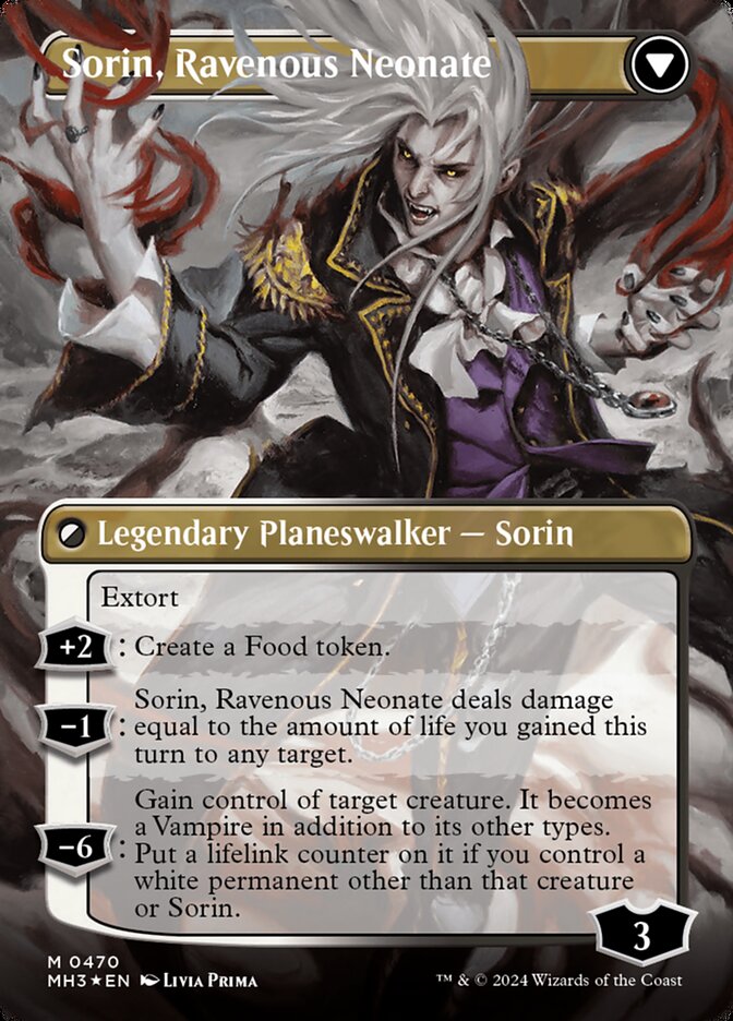 Sorin of House Markov // Sorin, Ravenous Neonate (Borderless) (Textured Foil) [Modern Horizons 3] | Gate City Games LLC