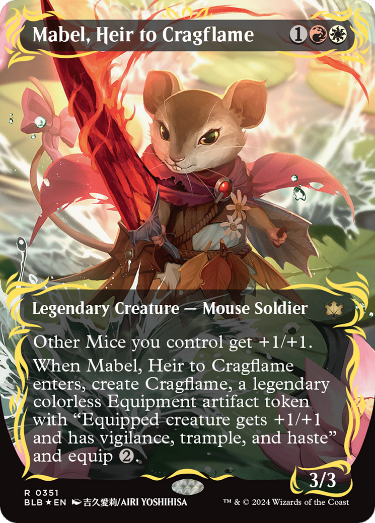 Mabel, Heir to Cragflame (Borderless) (Raised Foil) [Bloomburrow] | Gate City Games LLC