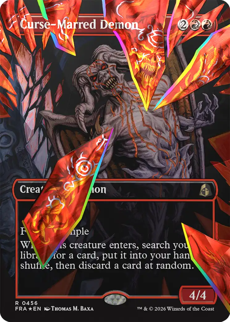 Curse-Marred Demon (Borderless) (Facet Foil) [Reality Fracture] | Gate City Games LLC
