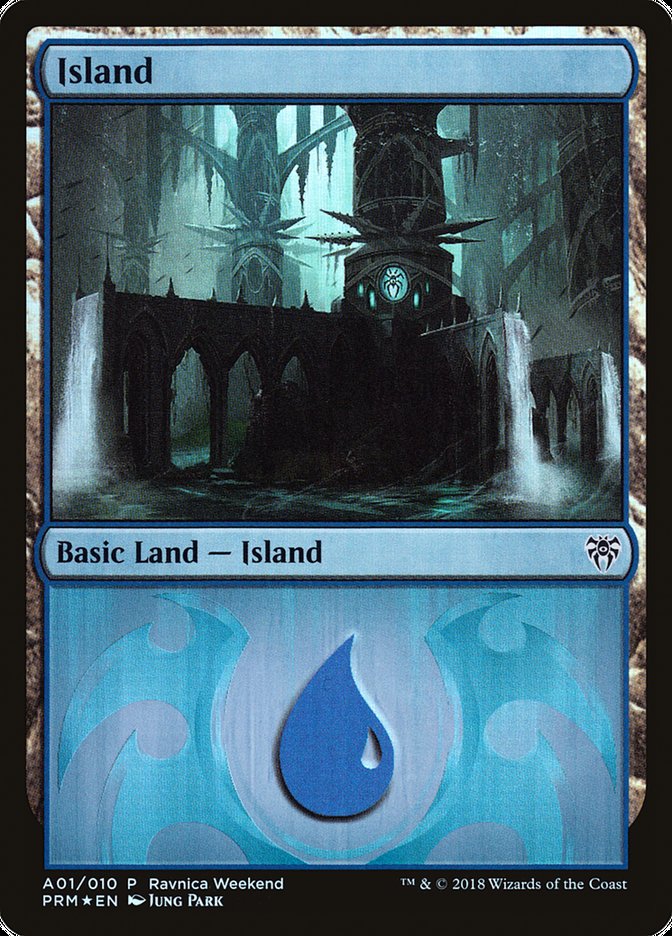 Island (A01) [Ravnica Allegiance Ravnica Weekend] | Gate City Games LLC
