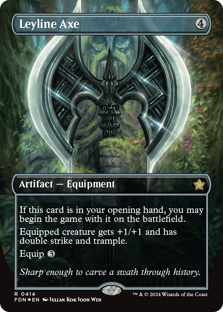 Leyline Axe (Borderless) (Mana Foil) [Foundations] | Gate City Games LLC